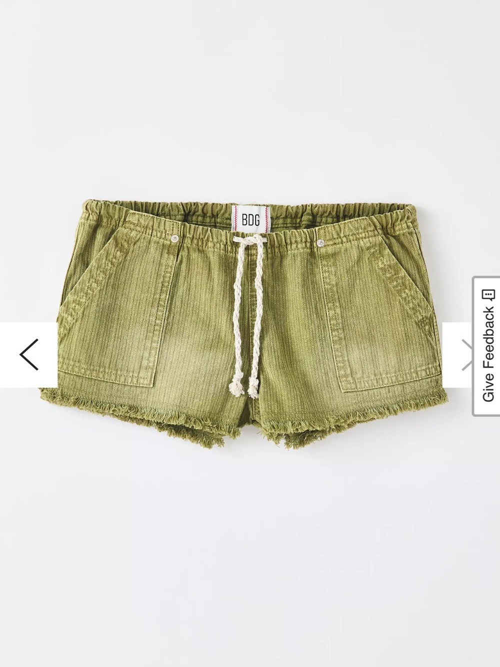 BDG ladies Micro olive green shorts size XL